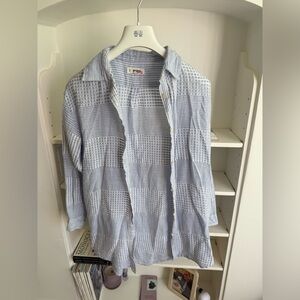 Lemlem Light Blue Waffle Knit Button down Shirt